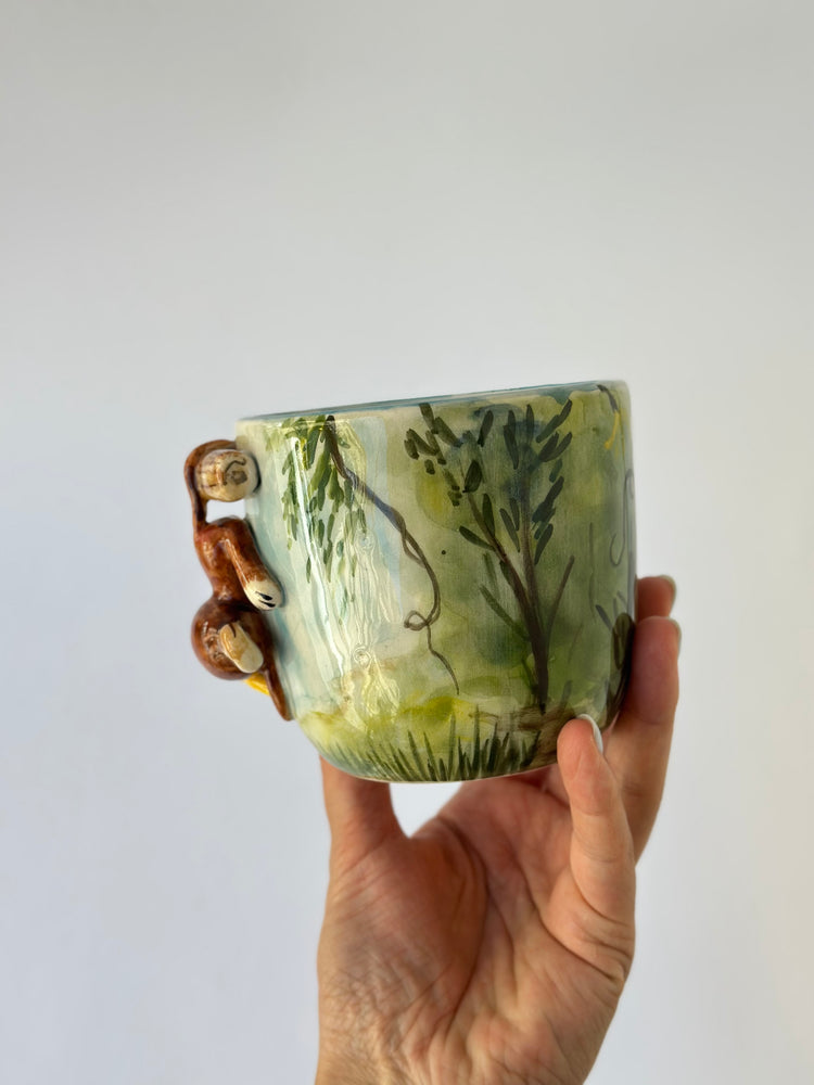 Monkey handmade ceramic mug