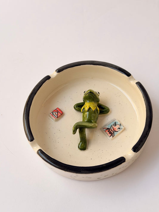 Frog handmade ceramic ashtray