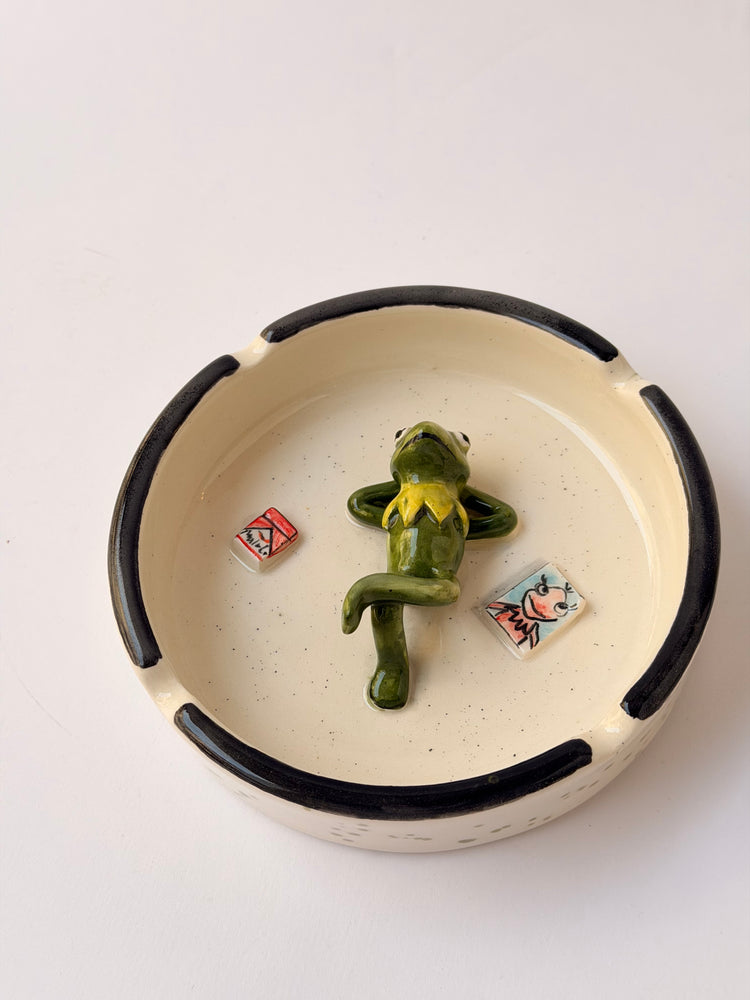 Frog handmade ceramic ashtray