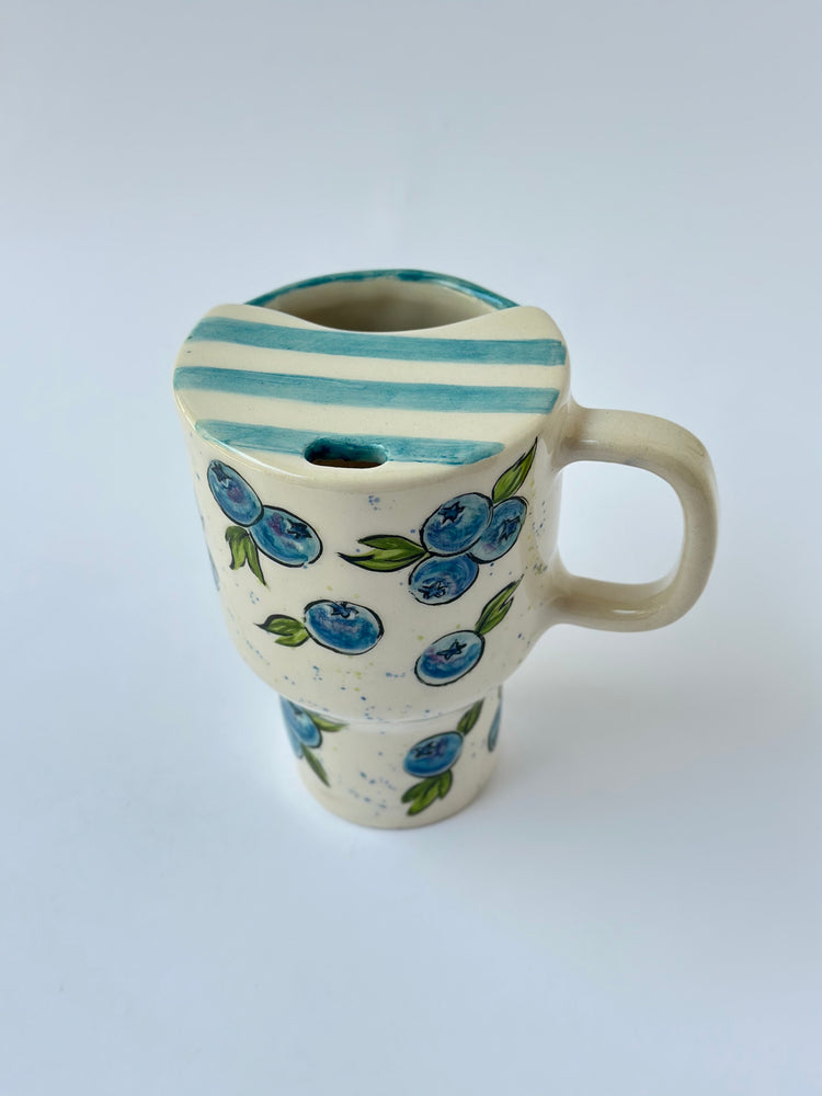 Blueberry handmade ceramic takeaway mug