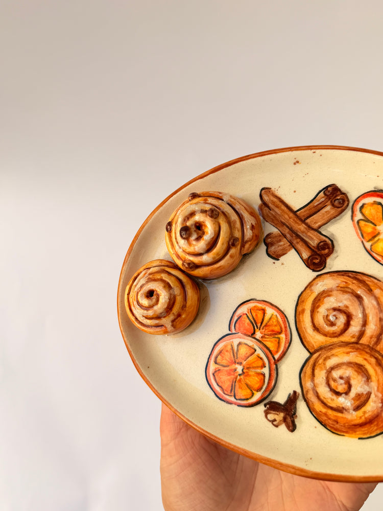Cinnamon Roll handmade ceramic plate