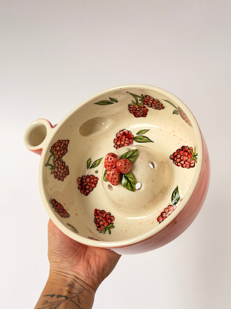 Raspberry handmade ceramic washing bowl