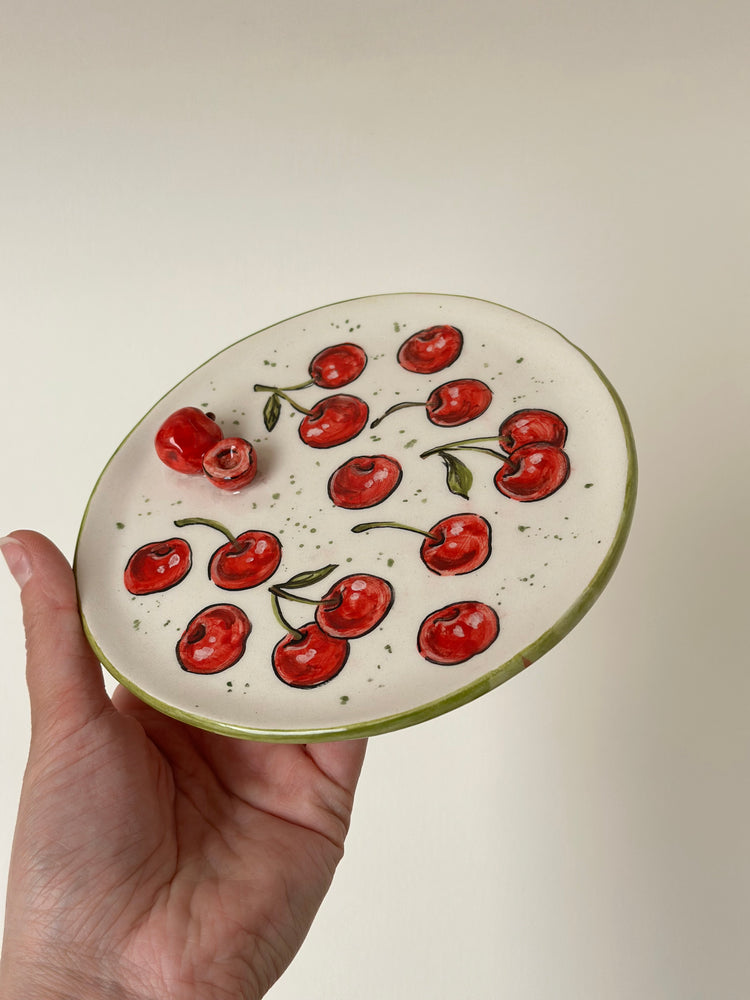 Cherry handmade plate 14x14