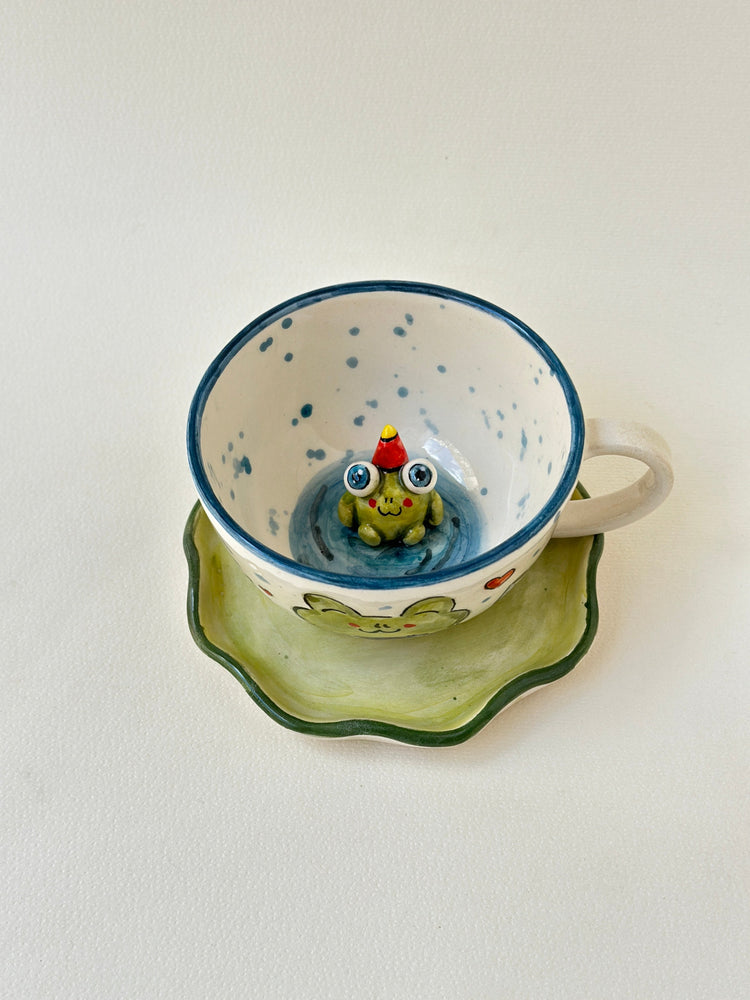 Frog handmade mug and plate