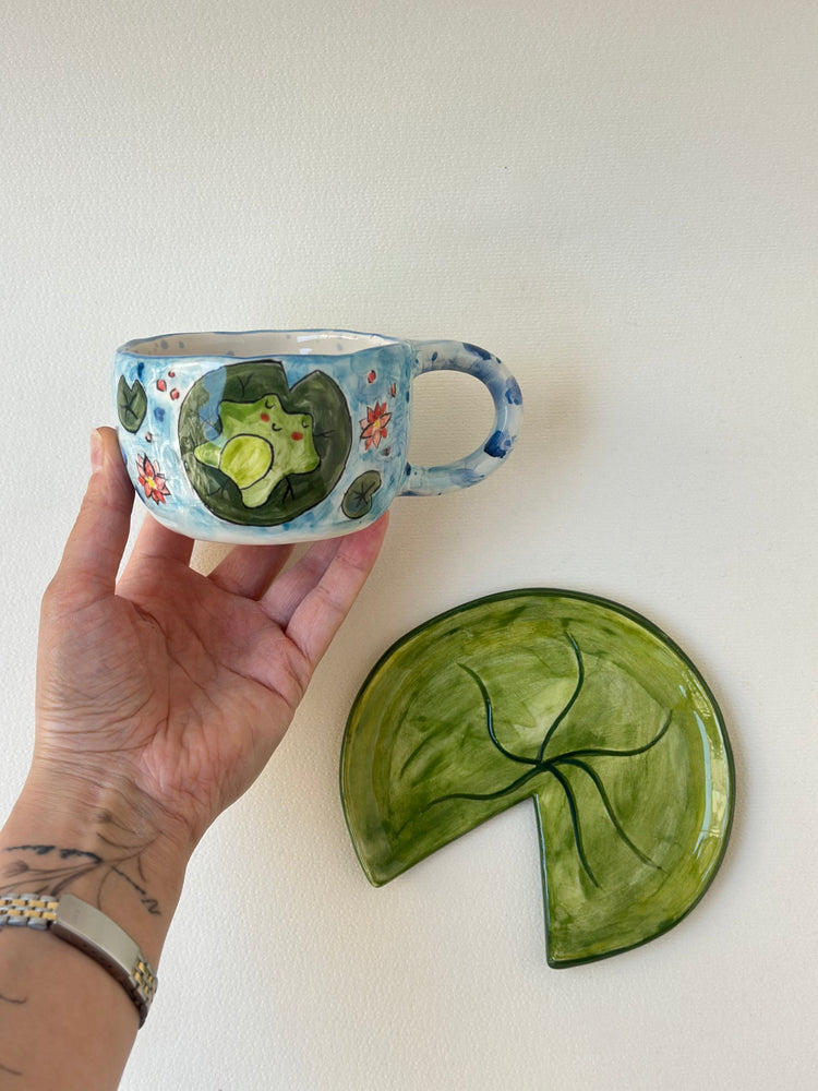 Frog handmade cup and plate