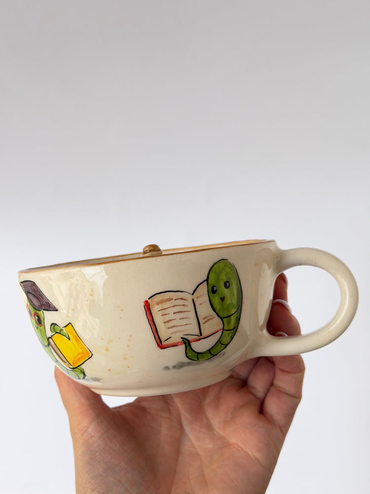Bookworm handmade ceramic mug