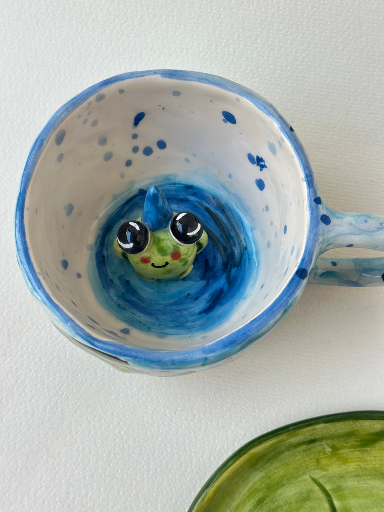 Frog handmade cup and plate