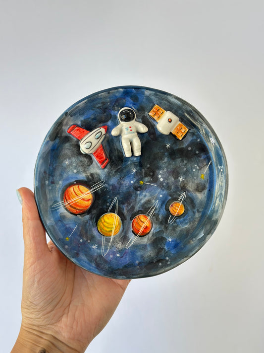 Astronaut handmade ceramic plate
