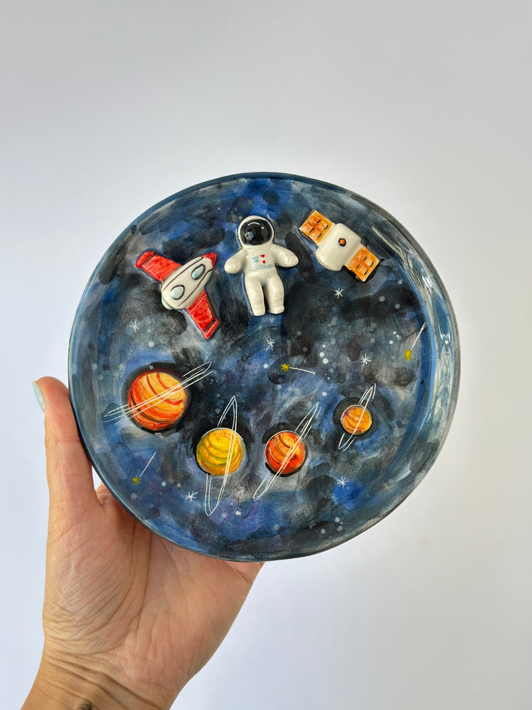 Astronaut handmade ceramic plate