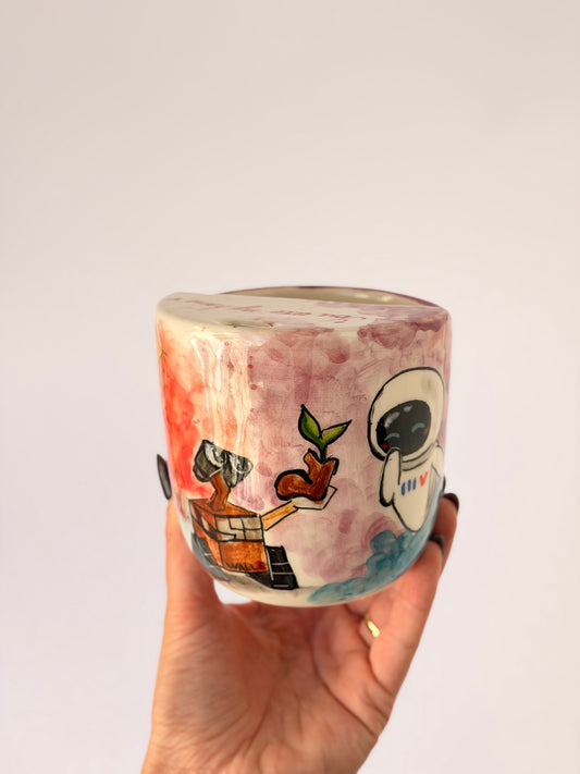 Couple handmade ceramic takeaway mug