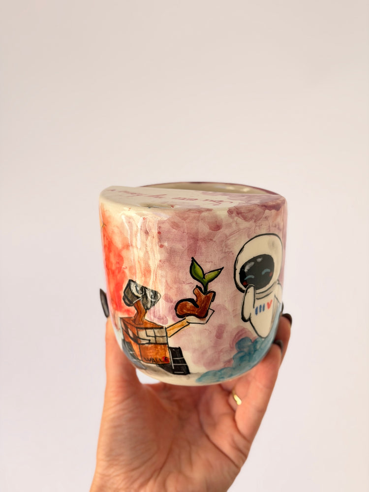 Couple handmade ceramic takeaway mug