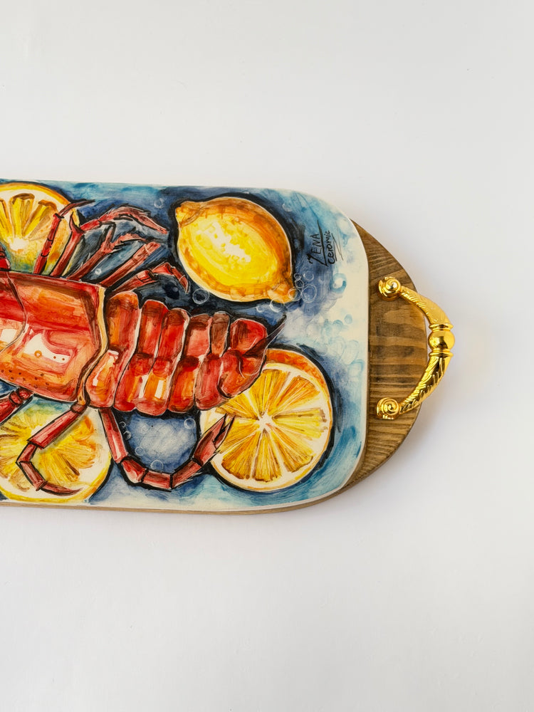 Handmade ceramic wooden serving tray