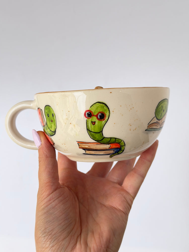 Bookworm handmade ceramic mug