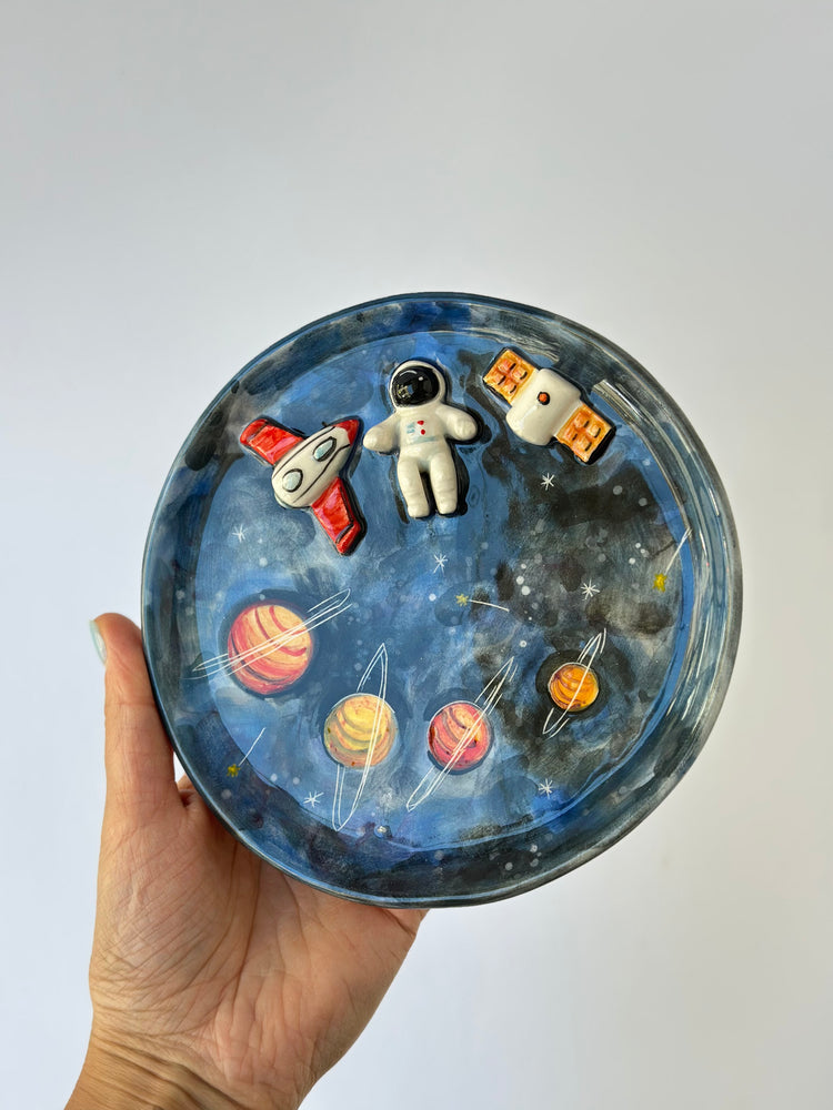 Astronaut handmade ceramic plate