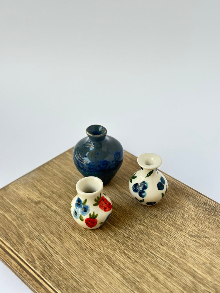 Small mini ceramic handmade decorative vase (set of three)