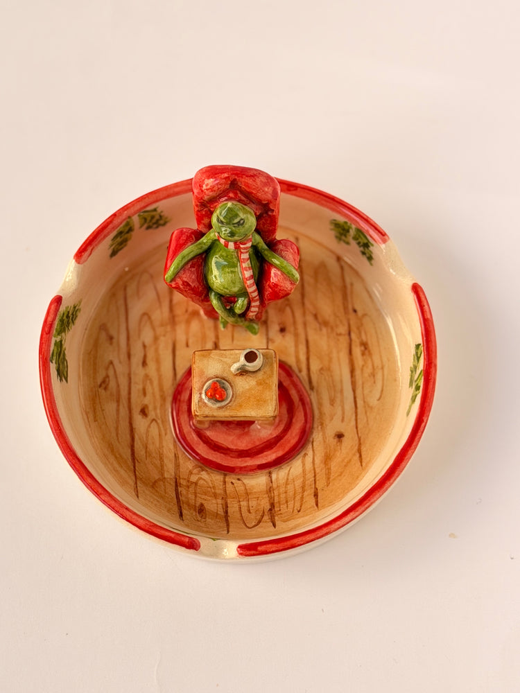 Grinch handmade ceramic ashtray