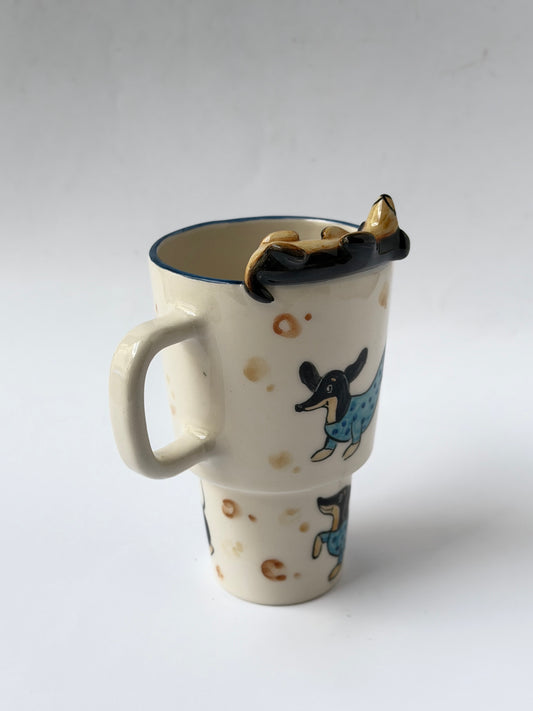 Dachshund dog handmade takeaway ceramic mug