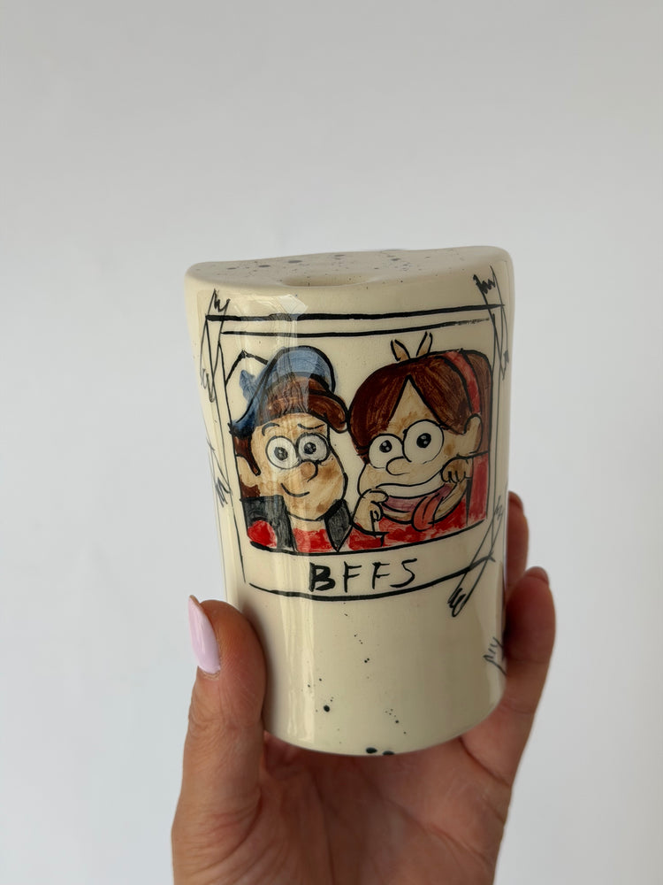 Friends handmade ceramic takeaway mug