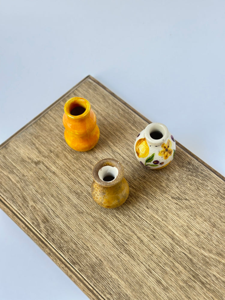 Small mini ceramic handmade decorative vase (set of three)