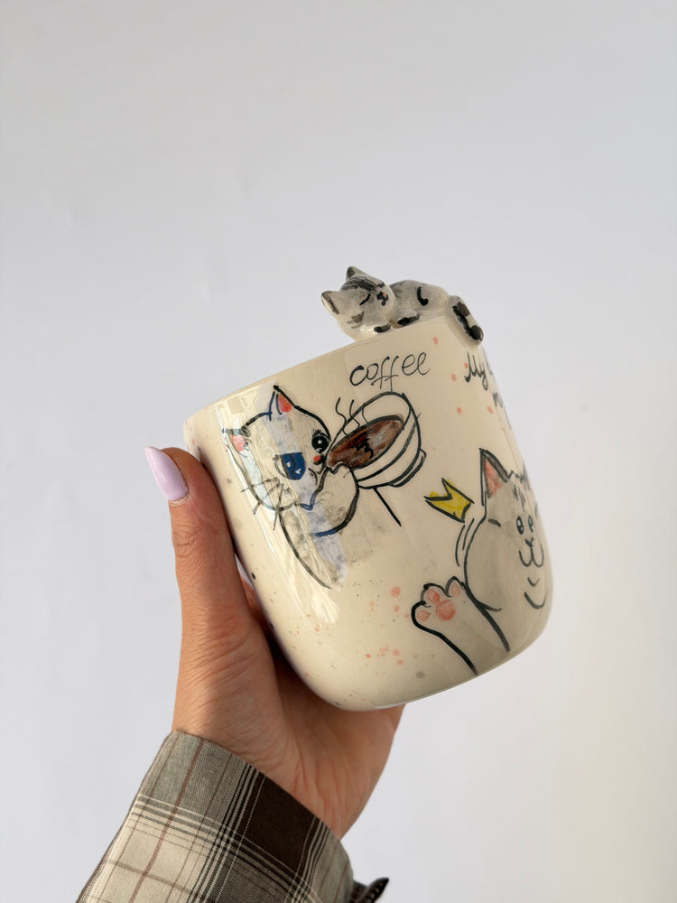 Cat handmade takeaway ceramic mug