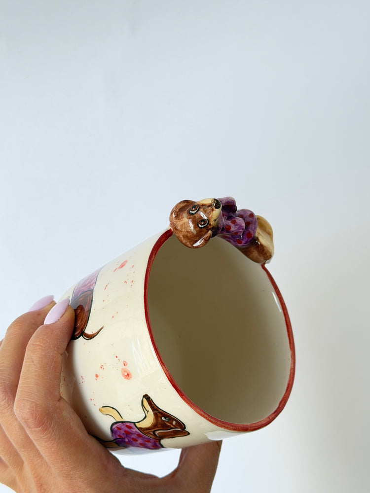 Dachshund dog handmade takeaway mug