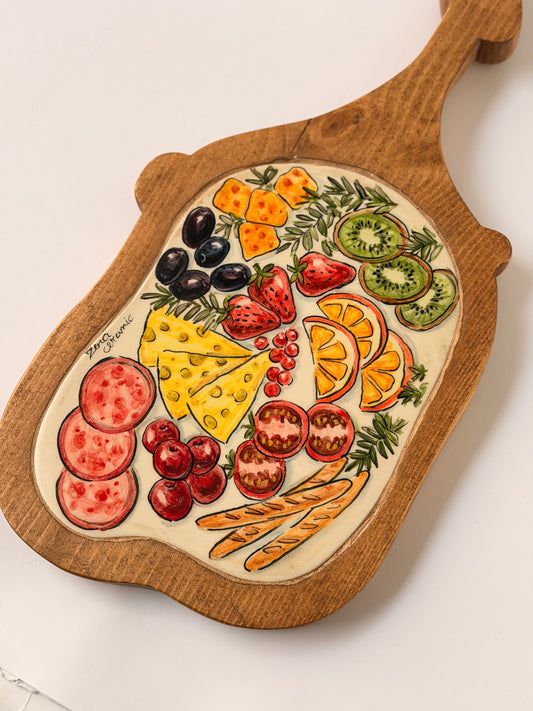 Ceramic & Wood Charcuterie Serving Board (35x17)