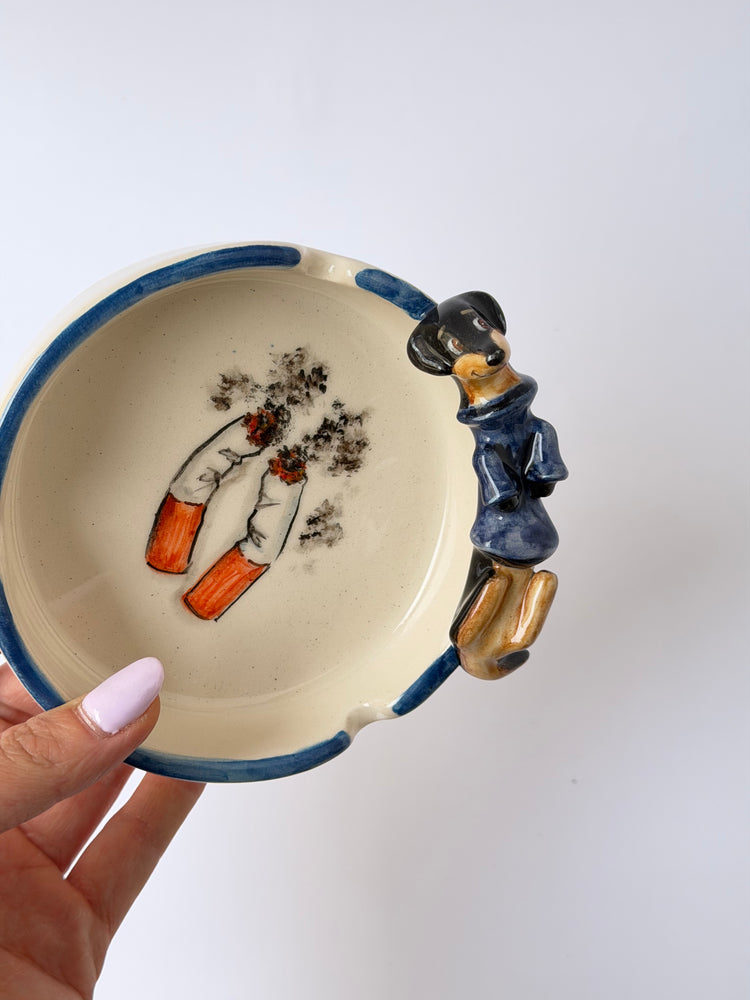 Dachshund dog handmade ceramic ashtray