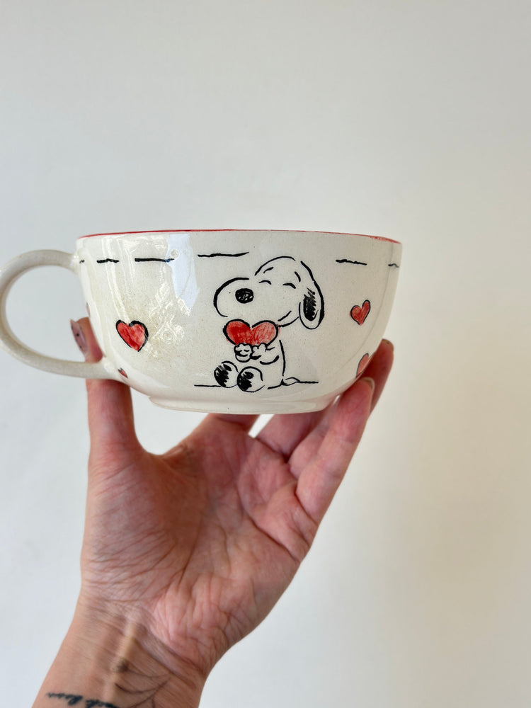 White dog handmade mug