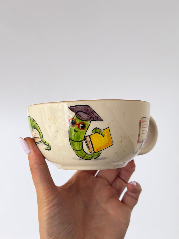 Bookworm handmade ceramic mug