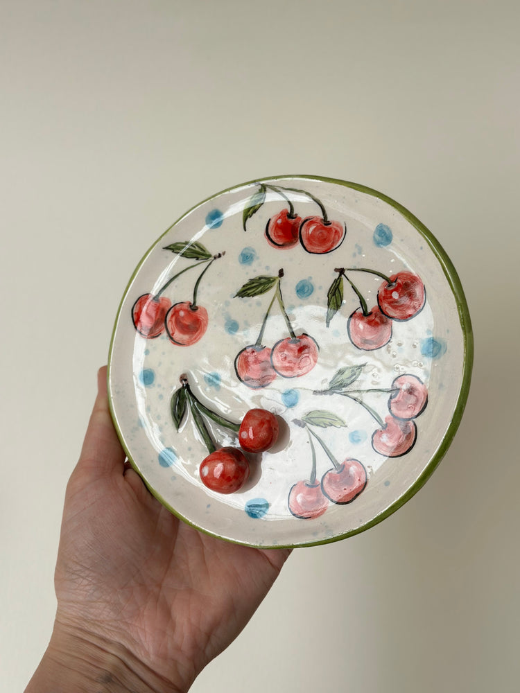 Cherry handmade plate 14x14