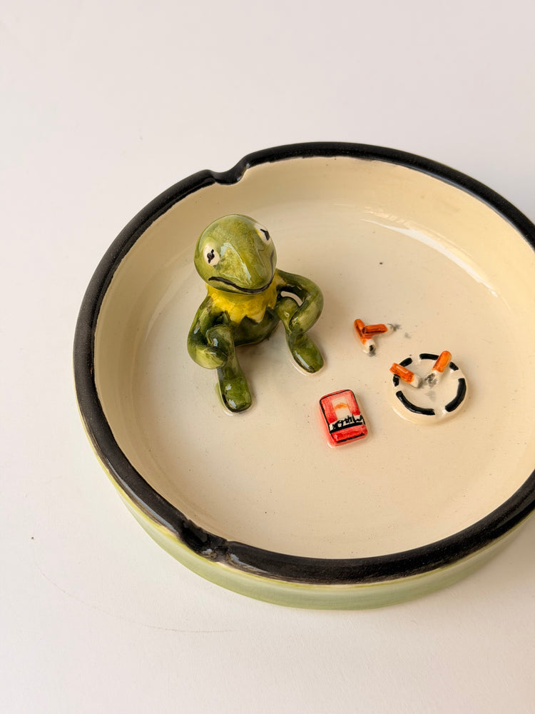 Frog handmade ceramic ashtray