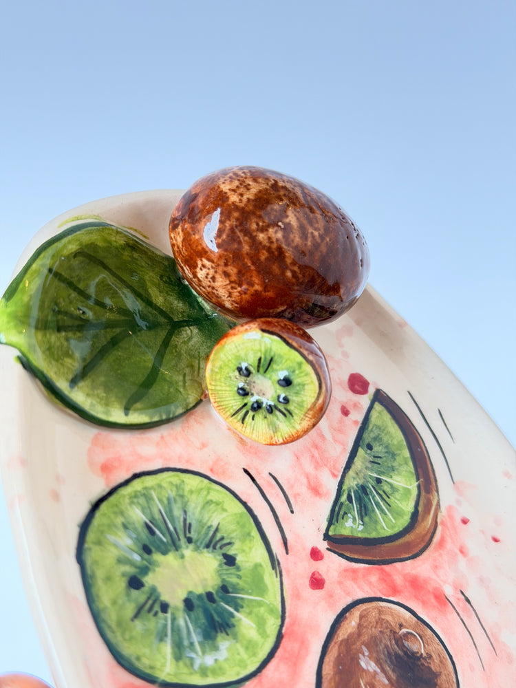 Tropical fruit kiwi handmade ceramic plate