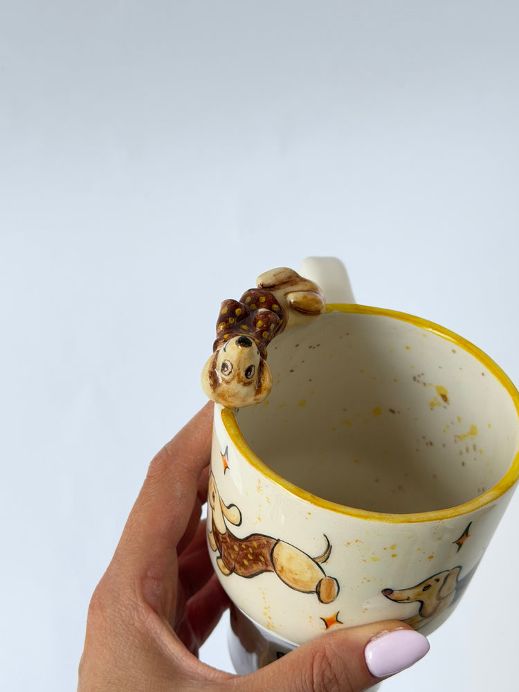 Dachshund dog handmade takeaway mug