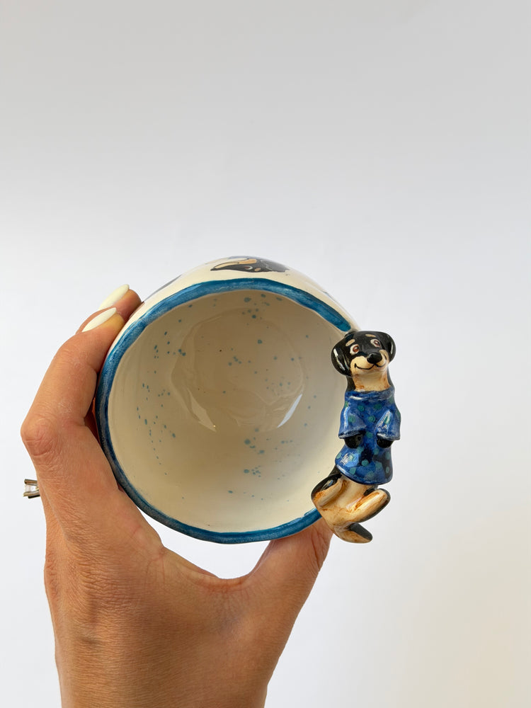 Dachshund dog handmade ceramic cup