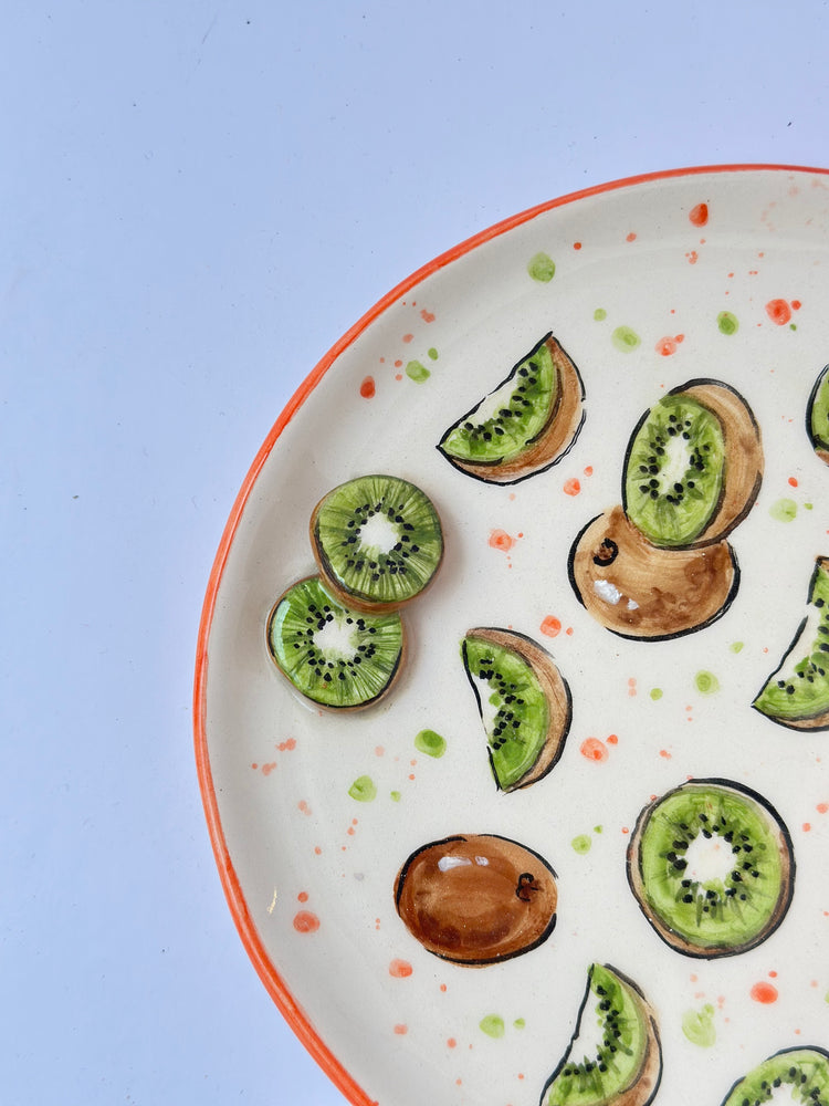 Kiwi fruit handmade plate