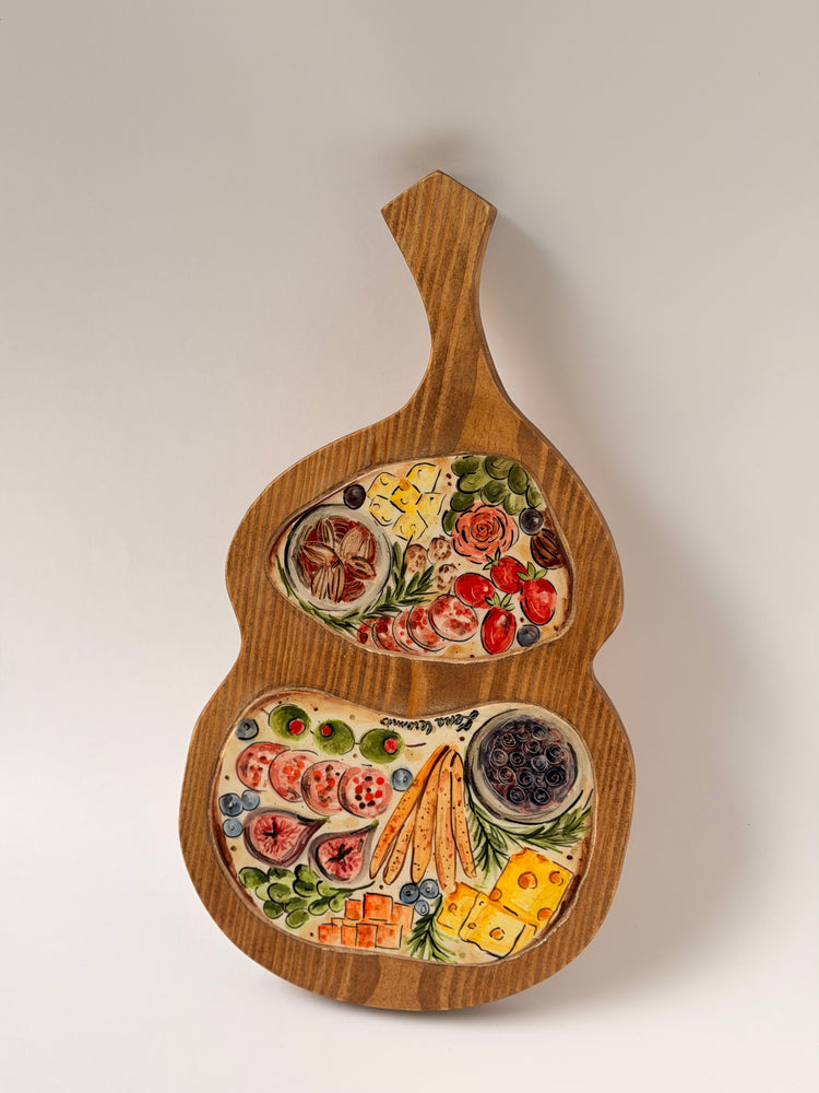 Ceramic & Wood Charcuterie Serving board (34x19)