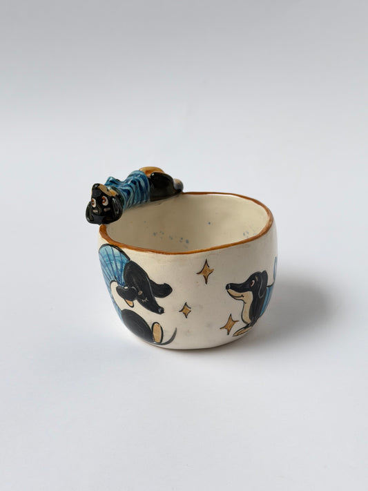 Dachshund dog handmade ceramic cup