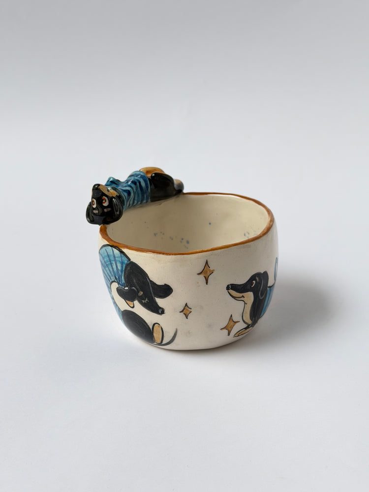 Dachshund dog handmade ceramic cup