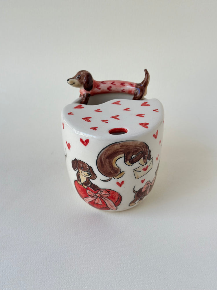Dachshund takeaway handmade mug