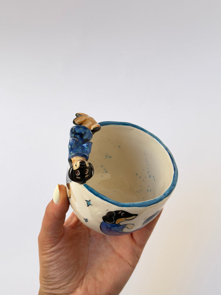 Dachshund dog handmade ceramic cup