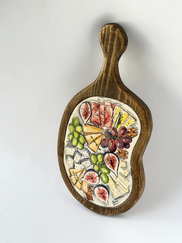 Handmade ceramic wooden serving tray