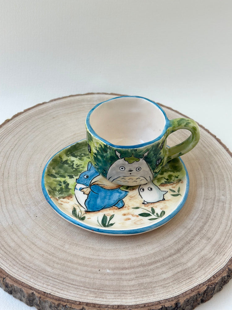 Totoro handmade coffee cup and plate