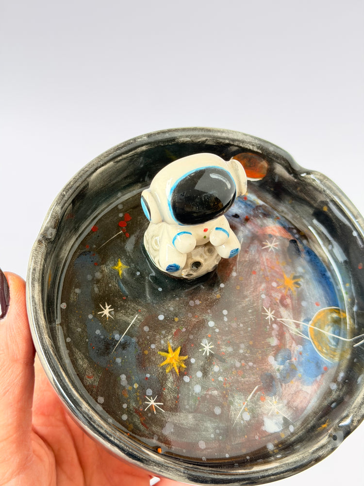 Cosmic handmade ceramic ashtray