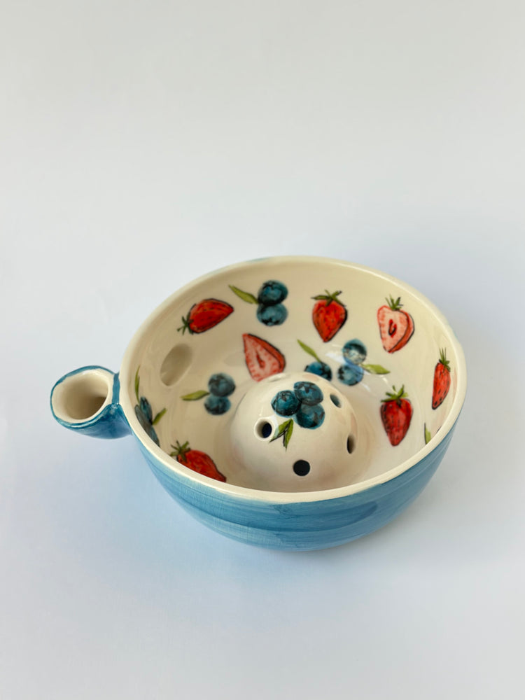 Handmade ceramic blueberry bowl