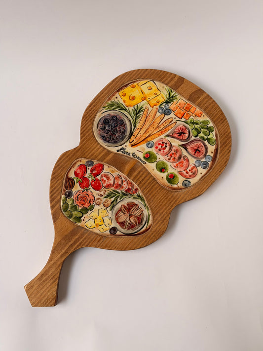 Ceramic & Wood Charcuterie Serving board (34x19)