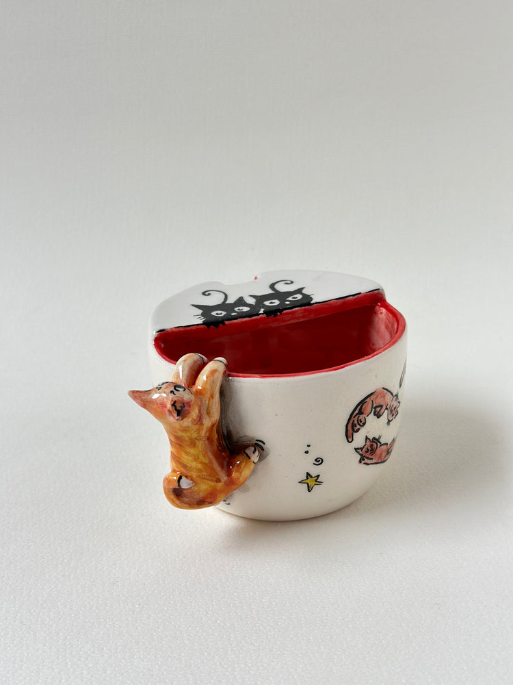 Cat takeaway handmade mug