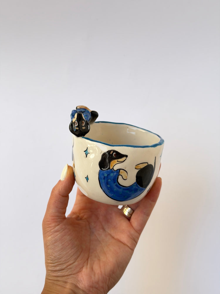 Dachshund dog handmade ceramic cup