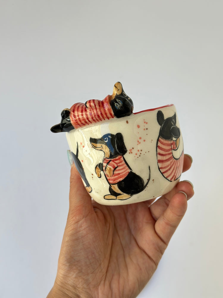 Dachshund dog handmade ceramic cup