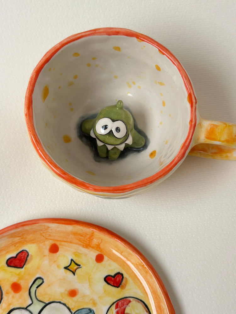 Handmade coffee cup and plate