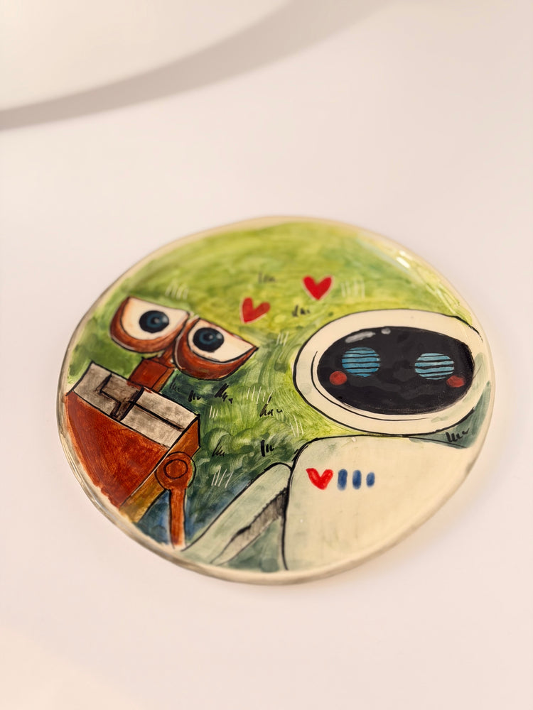 W and E handmade ceramic plate